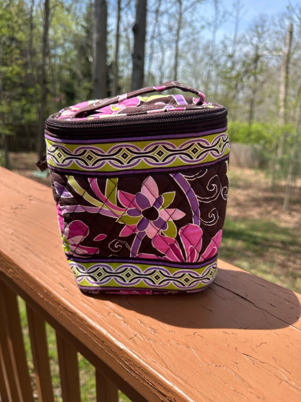 Vera Bradley brown floral bottle bag